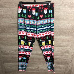 CowCow Womens XL Retro Christmas Leggings NEW